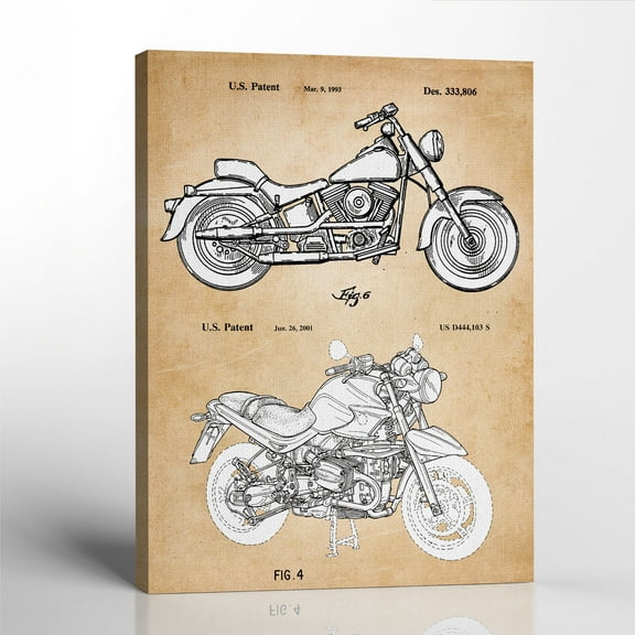 Vintage Harley Davidson Motorcycle Patent Canvas Frame, Harley Davidson Gifts for Women, Motorcycle Art, Motorcycle Picture Frame, Harley Davidson Gifts, 11x14