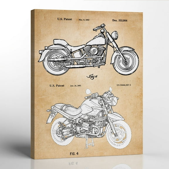 Vintage Harley Davidson Motorcycle Patent Canvas Frame, Harley Davidson Gifts for Women, Motorcycle Art, Motorcycle Picture Frame, Harley Davidson Gifts, 16x20