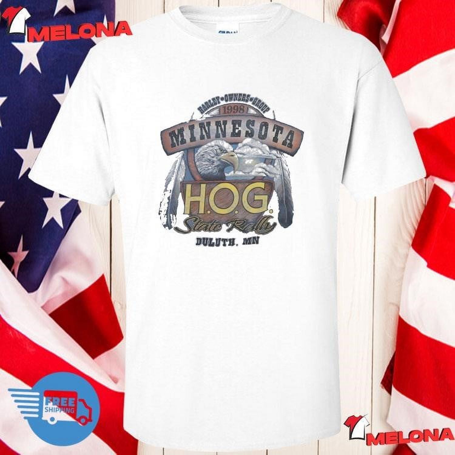 Vintage Harley Davidson Motorcycles Eagle Hog State Rally Duluth Mn T