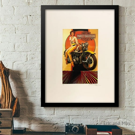 Vintage Harley-Davidson Motorcyle Lady Framed Print