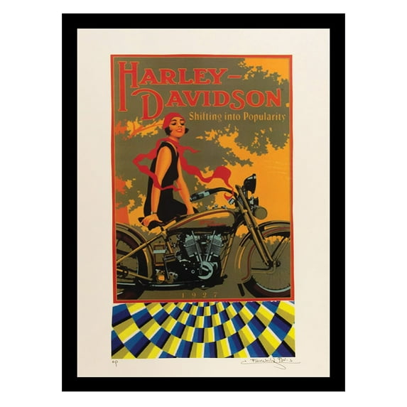 Vintage Harley-Davidson Motorcyle Lady. Framed Print