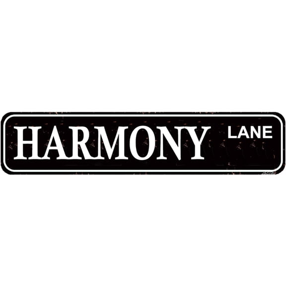 Vintage Harmony Lane Metal Street Sign Rustic Farmhouse Wall Art 16 x 4 Inch