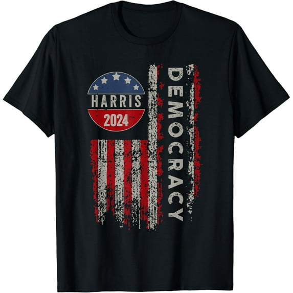 Vintage Harris 2024 Retro US Flag Democratic President T-Shirt