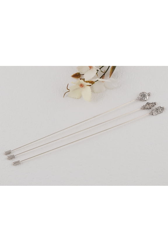Vintage Hat Pin Antique Hatpin Stick Lapel Pins Brooches Suit Tie Hat Scarf Set Jewelry Accessories, 3 PCS Multi-shaped 2