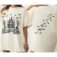 thumbnail image 1 of Vintage Haunted House Comfort Colors 2 Sided T-Shirt, Halloween, Summerween, Bats, Spooky Season Shirt,Ivory Color,Size 2XL, 1 of 5
