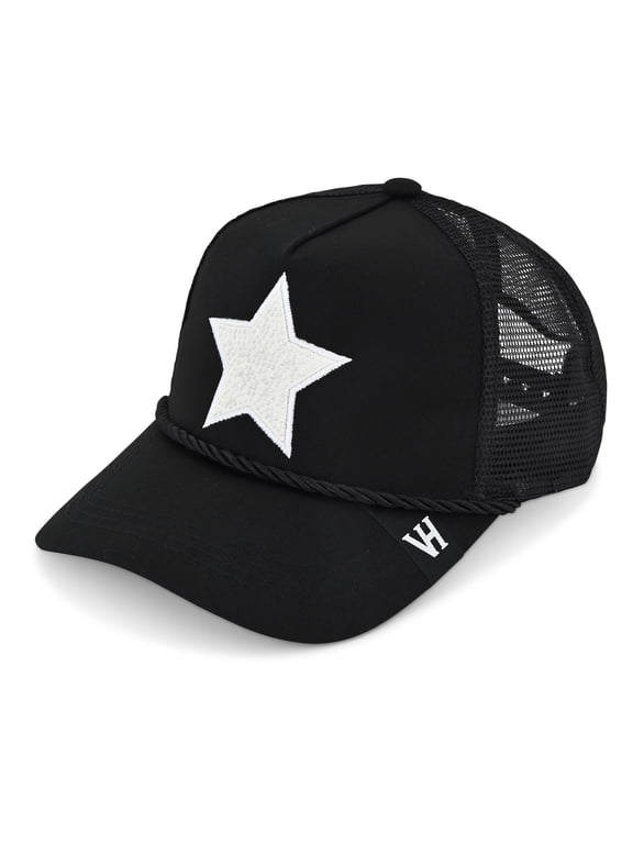 Trucker Hats Women & Men | Mesh Adjustable Snapback Hats | Cute Trendy Baseball Cap Black/White Pearl
