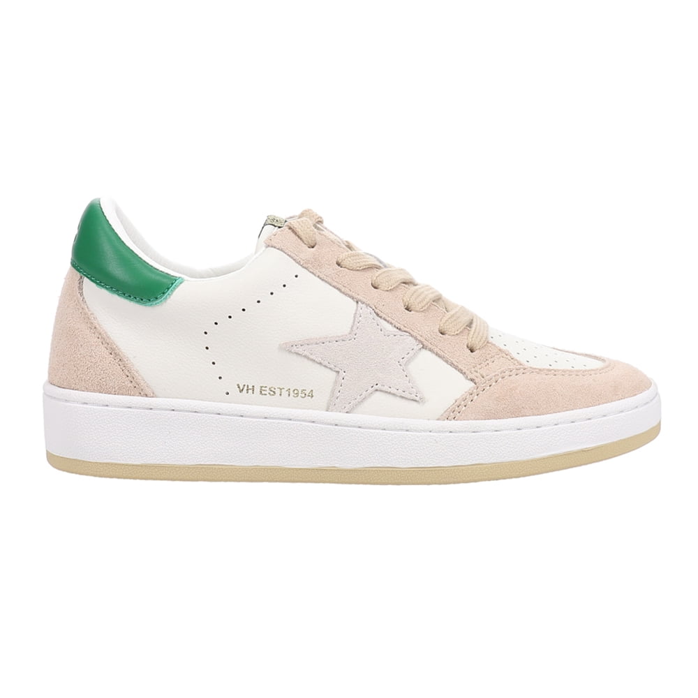 Taupe Green Genuine Leather Lace-Up Casual Sneakers