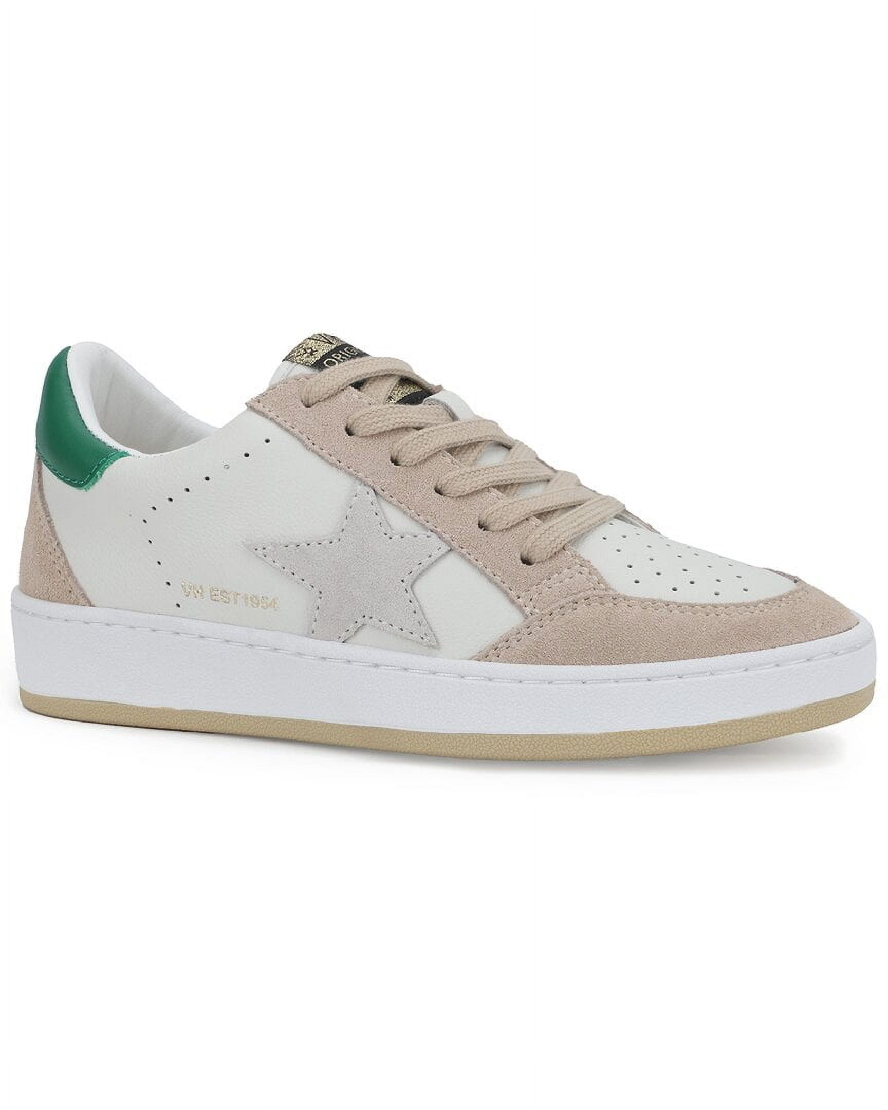 Taupe Green Genuine Leather Lace-Up Casual Sneakers