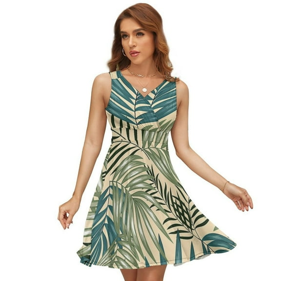 Vintage Hawaiian Aloha Graphic Sleeveless Dress Women Summer Evening Dresses Ladies Sundress