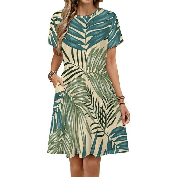 Vintage Hawaiian Aloha Graphic Sundress Short Sleeve Dress Summer Women Clothes Dress for Women Dresses