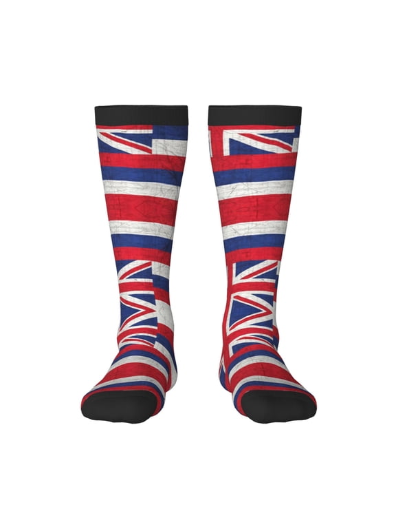 Vintage Hawaiian Flag Knee High Socks for Women Long Leg Warmers Socks