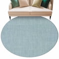 thumbnail image 1 of Vintage Haze Blue Large Area Rugs for Bedroom Living Room, Soft Non Slip Carpet Bedside Rug, Farmhouse Retro Solid Color Linen Texture Round Floor Cover Kitchen Accent Rug 8' for Dining Room/Office, 1 of 9