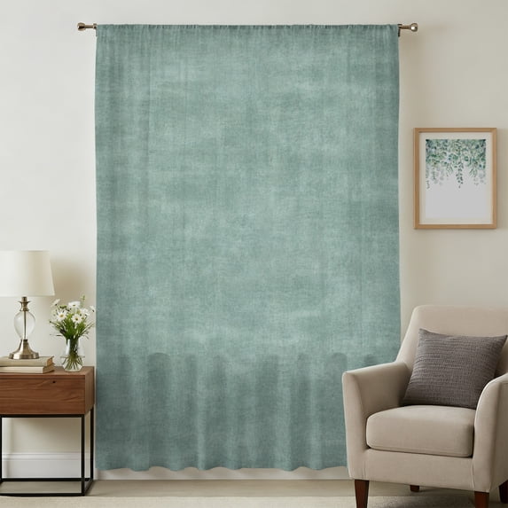 Vintage Hazy Green Sheer Curtains 45 Inches Long, Modern Farmhouse Textured Rustic Light Filering Curtains, Breathable Simi Curtain Privacy Drapes for Kitchen Bathroom Lightweight Window Treatment