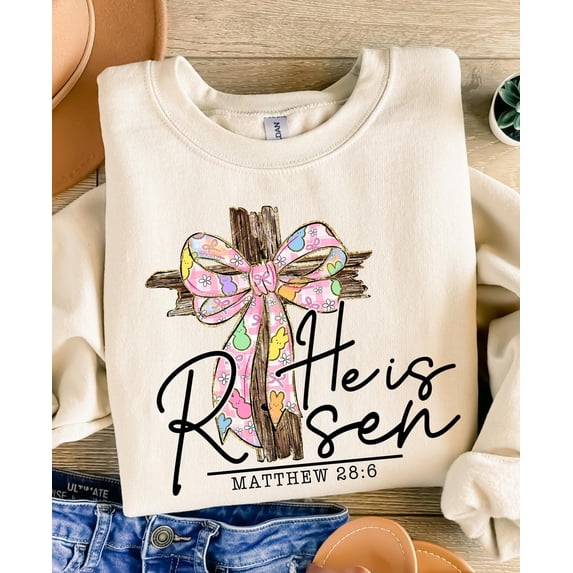 Vintage He is Not Here He Has Risen Easter Sweatshirt for Christian Faith-Based Celebrations