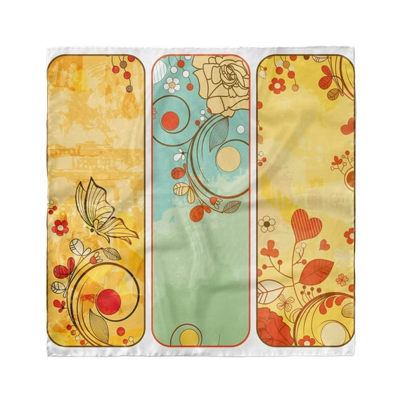 Vintage Head Scarf, Floral Detailed Frames, Head Wrap, 3 Sizes, by Ambesonne