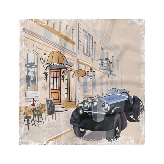 Vintage Head Scarf, Old School Car Cafe, Head Wrap, 3 Sizes, by Ambesonne