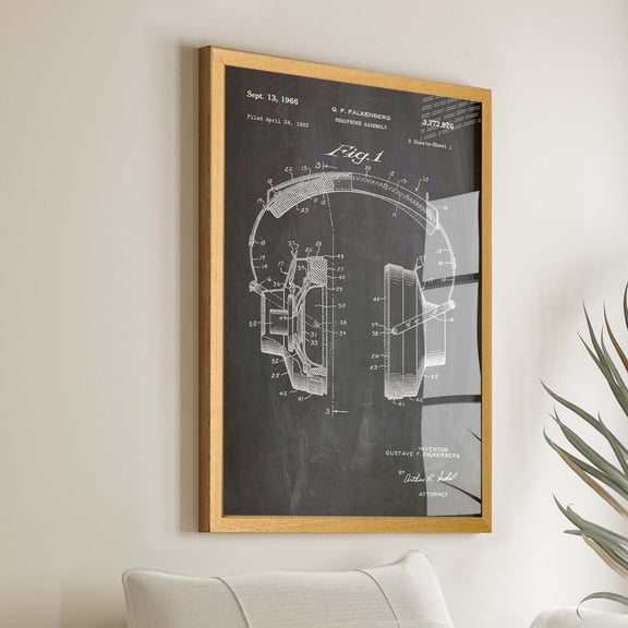 Vintage Headphones Patent Retro Music Lover Wall Artwork, Unframed Paper Poster 8x10in