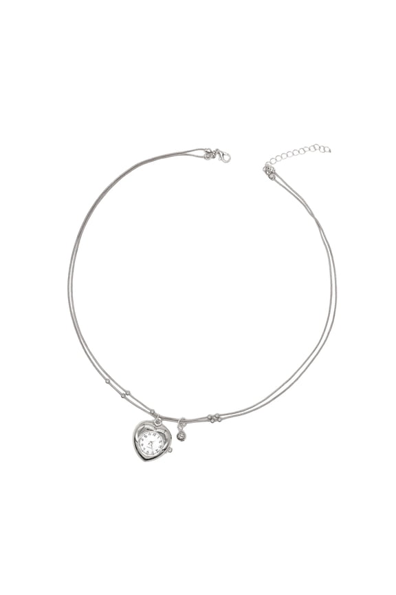 Vintage Heart Clock Pendant Multi Layer Necklace Elegant Layering Chain Jewelry Unique Clavicle Chain for Women