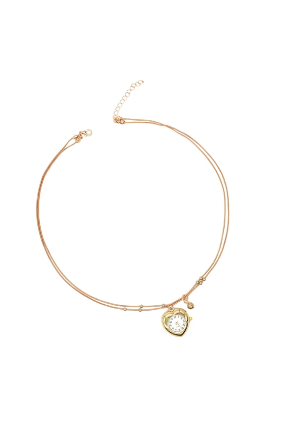 Vintage Heart Clock Pendant Multi Layer Necklace Elegant Layering Chain Jewelry Unique Clavicle Chain for Women