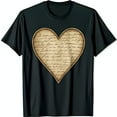 thumbnail image 1 of Vintage Heart Shaped Handwritten Letter Graphic Black T-Shirt for Unique Style, 1 of 5