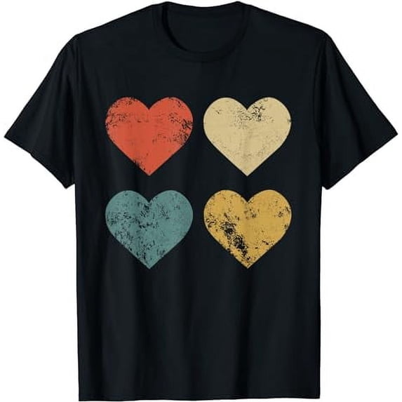 Vintage Hearts Cool Retro Valentines Day Gift for Women Men T-Shirt