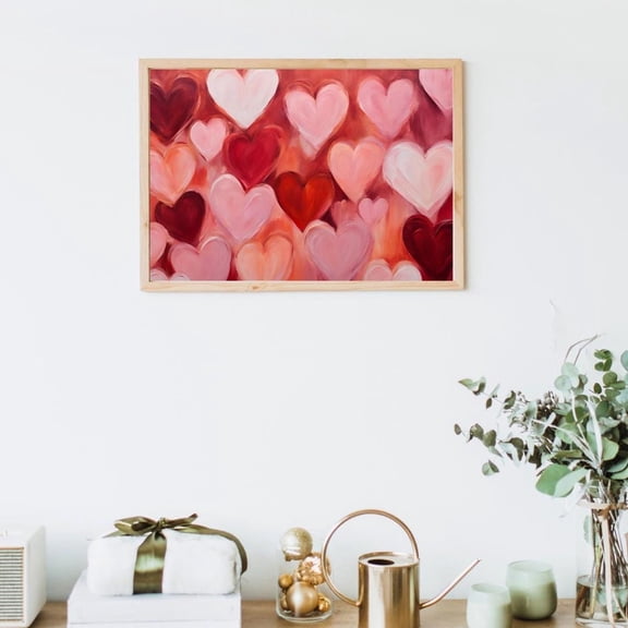 Vintage Hearts Print, Romantic Valentine'S Day Wall Art Home Decor UNFRAMED Poster, Wall Art for Decor, Present, 24x36