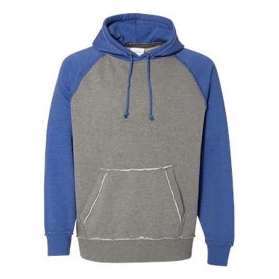 Vintage Heather Hooded Sweatshirt, Smoke Heather & Vintage Royal Heather - Large
