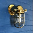 thumbnail image 1 of Vintage Heavy Brass Metal Antique Victorian Marine Style Swan Neck Wall Mount Outdoor & Indoor Light Fixture, 1 of 10