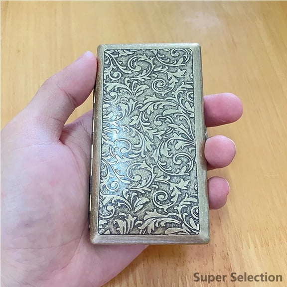 Vintage Heavy Duty Metal Cigarette Case, Antique Bronze Finish Smoking Box Holder With Magnetic Closure, Holds Up To 20, Retro Collector's Item