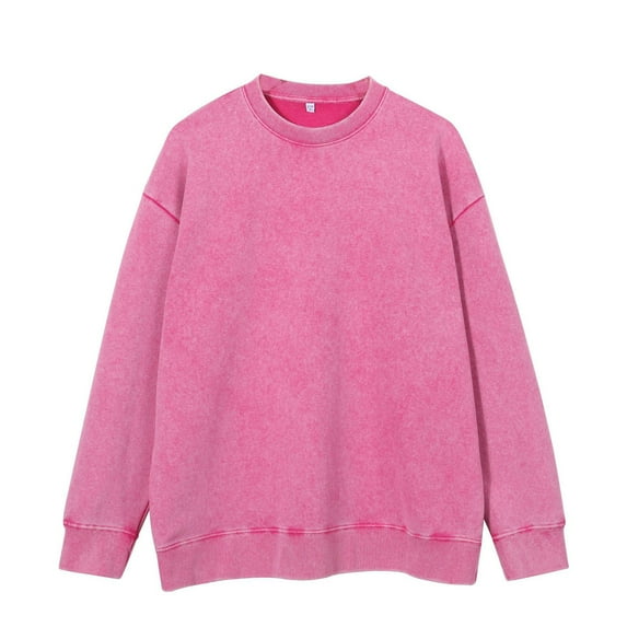 Vintage Heavyweight Sweatshirt for Men Stylish Distressed Crewneck Casual Long Sleeve Pullover Loose Outwear Tops