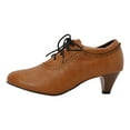 thumbnail image 1 of Vintage Heels For Women Stacked Heel Witch Shoes Lace Up Work Shoe, 1 of 7