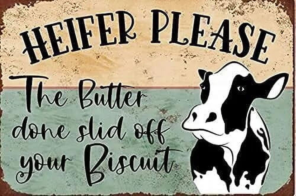 Aeontinity Funny Metal Tin Sign - DON'T BE A SALTY HEIFER | Red Retro Wall Decor For Kitchen, Bar, Man Cave (15.75" X 3.94")