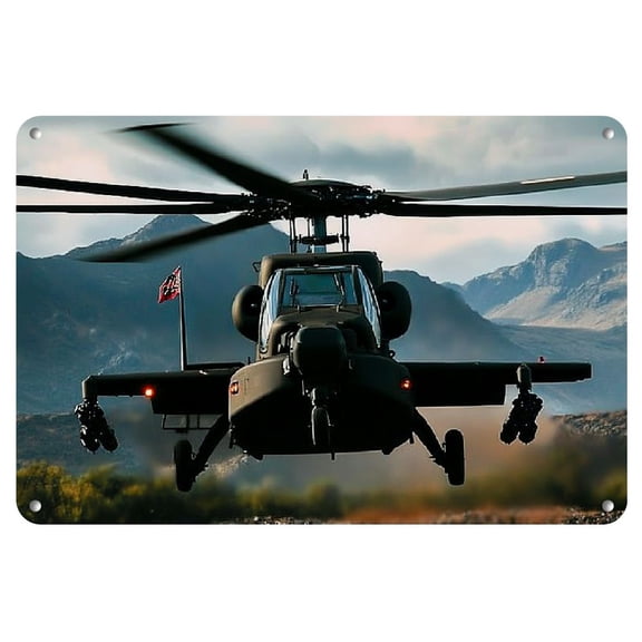 Vintage Helicopter Metal Wall Art - 12x8" Retro Poster for Home & Office Decor, Ideal for Living Room, Bedroom, Bar, and Bathroom