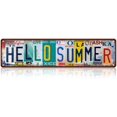 thumbnail image 1 of Vintage Hello Summer Metal Tin Signs Street Signs Man Cave Wall Decor 16 x 4 Inches, 1 of 5