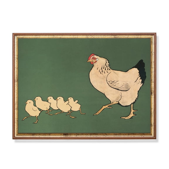 Vintage Hen & Chicks Poster Rustic Farmhouse Kitchen Art Unframed Paper Print