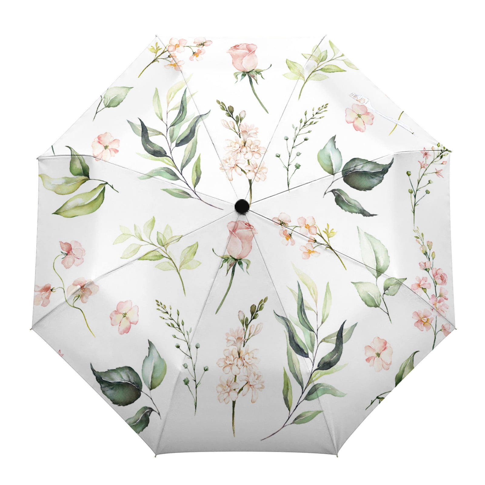 Vintage Herb Floral Texture Automatic Umbrella Travel Folding Umbrella
