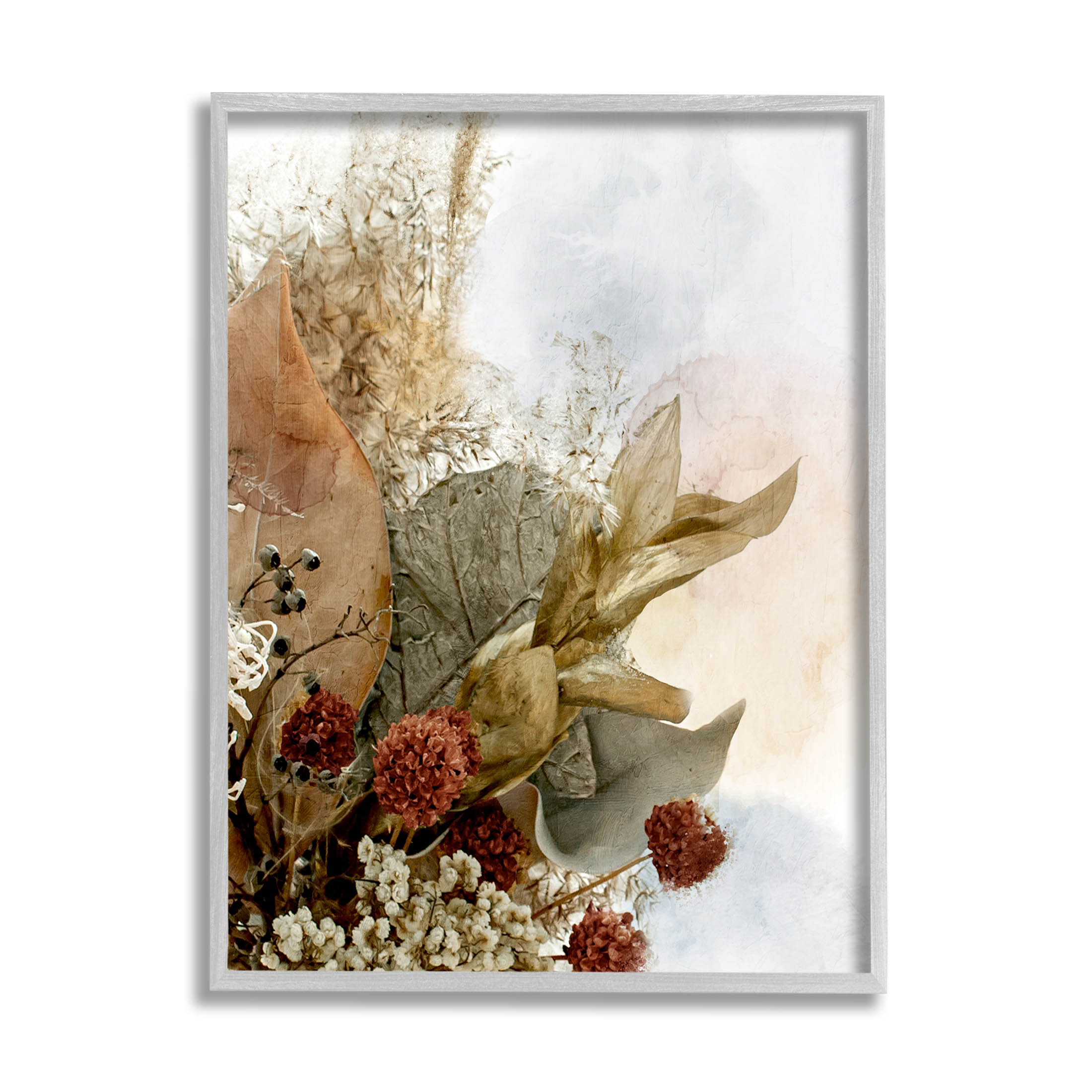 Vintage Herbal Arrangement Botanical & Floral Graphic Art Gray Framed Art Print Wall Art