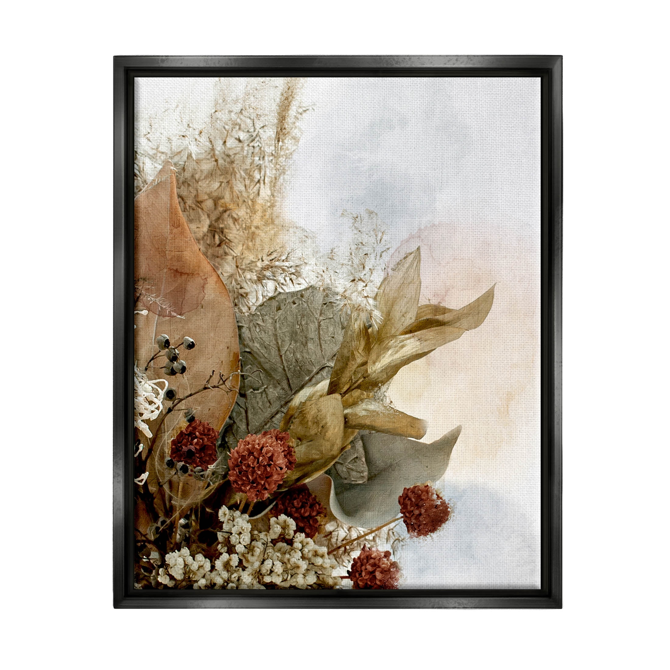 Vintage Herbal Arrangement Botanical & Floral Graphic Art Jet Black Framed Art Print Wall Art
