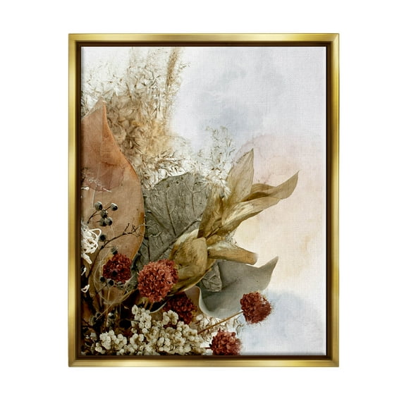 Vintage Herbal Arrangement Botanical & Floral Graphic Art Metallic Gold Framed Art Print Wall Art