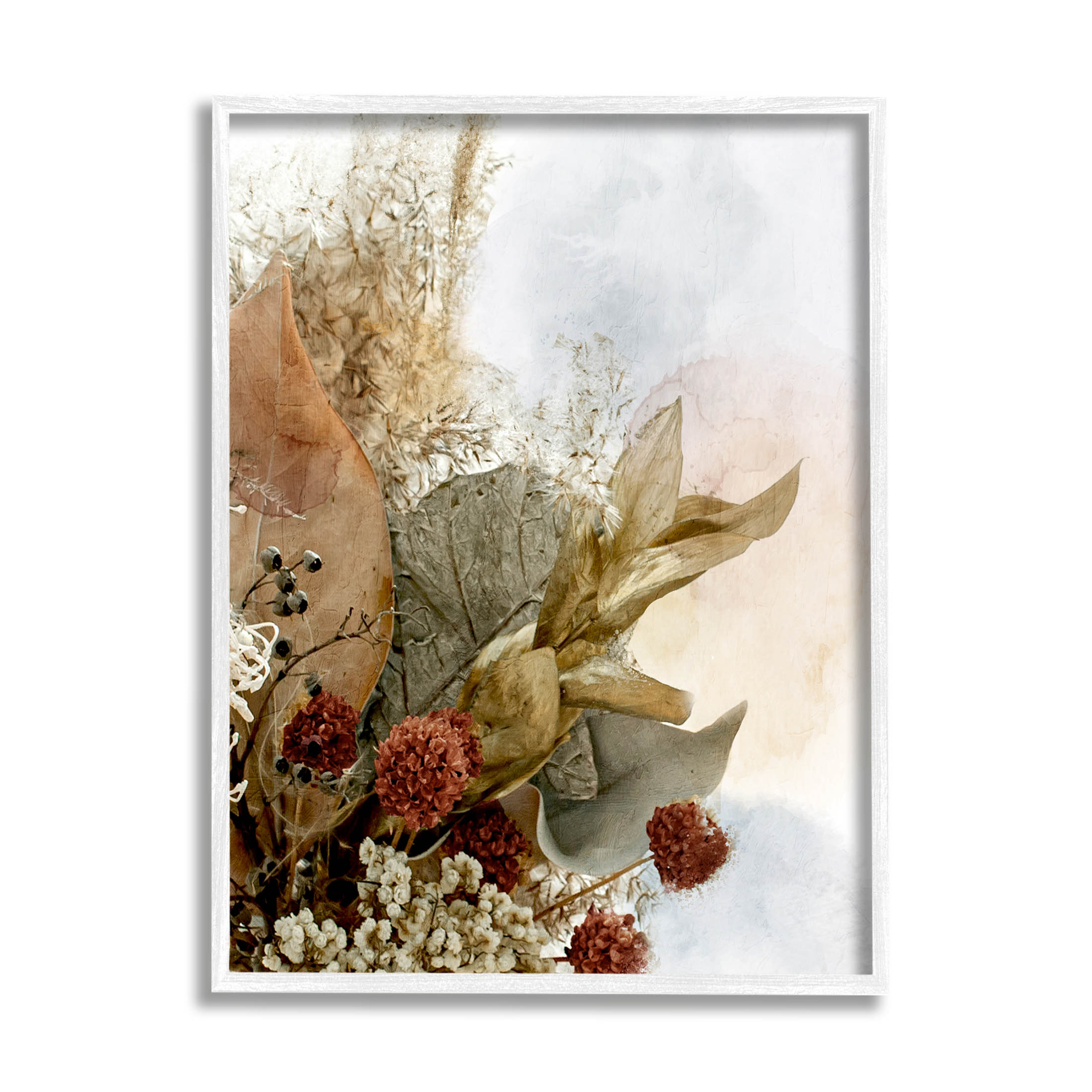 Vintage Herbal Arrangement Botanical & Floral Graphic Art White Framed Art Print Wall Art