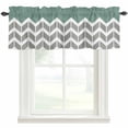 thumbnail image 1 of Vintage Herringbone Pattern Window Valance Curtain Turquoise Grey Rod Pocket Short Curtain for Living Room, Bedroom & Kitchen Window Decor 42x18in, 1 of 8