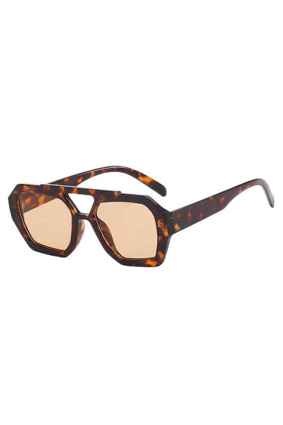 Vintage Hexagonal Thick Rim Sun Eyewear With Multi Tone Tinted Lenses, Retro Square Outdoor Eye Shield For Driving Travel Casual Daily Fashion Outfit Accessory