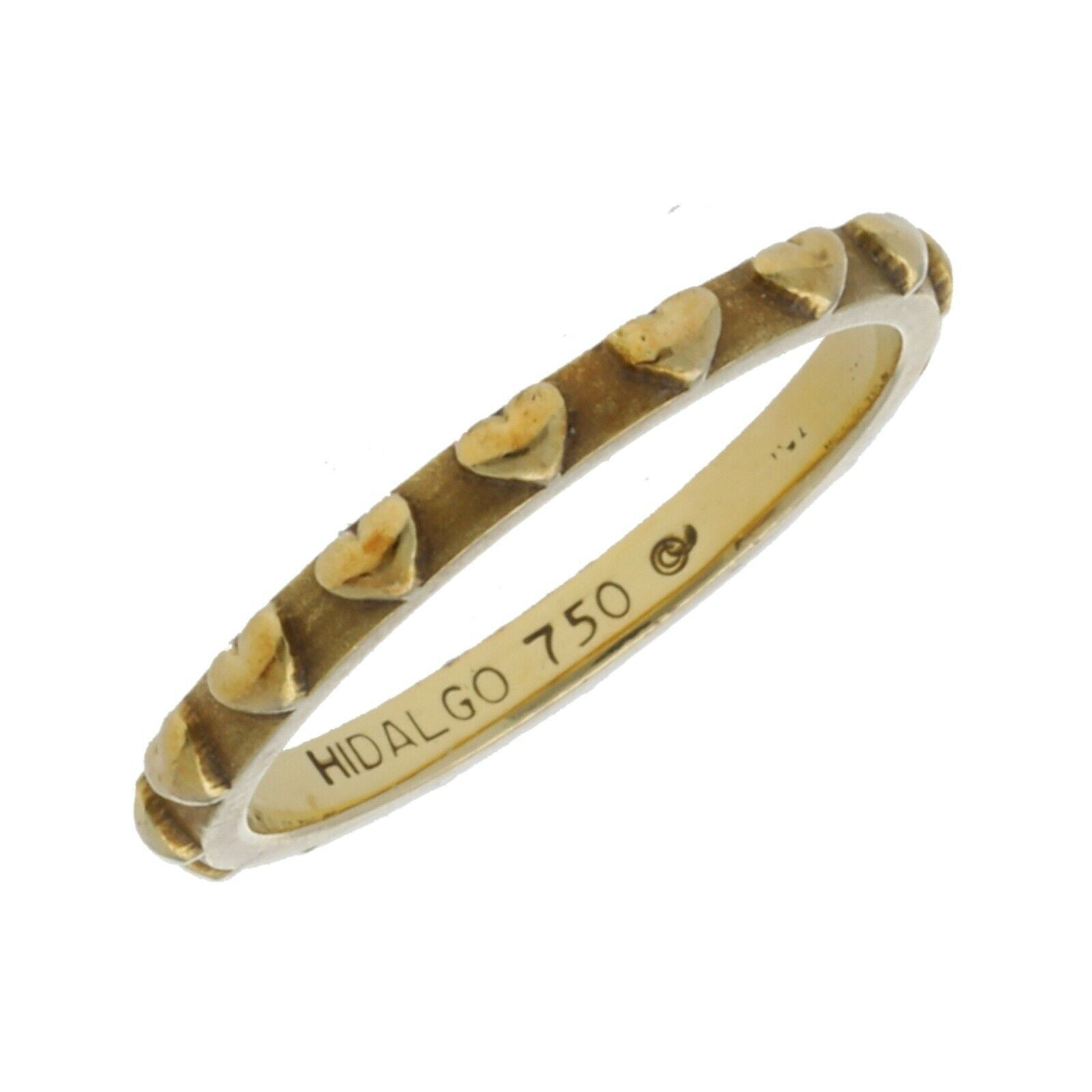 Vintage Hidalgo 18k Yellow Gold Hearts Wedding Stackable Band Ring Size 6.5