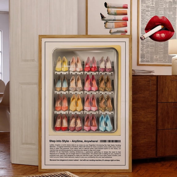 Vintage High Heels Vending Machine Art Print Retro Style Shoe Advertisement Poster For Fashion Lovers - Wall Art For Home UNFRAMED PAPER POSTER, Home Decor, Vintage Gift, Living Room Dercor