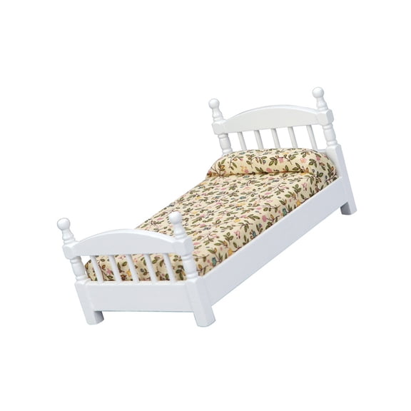 Vintage High Realism Wooden Single Bed Model, Anti-Deformation Decor/Photography Prop,Fun Gifts for Dollhouses Decorator