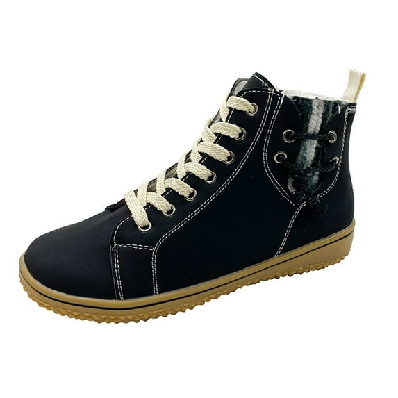Vintage High Top Sneakers for Women Flat Heeled Ankle Boots Side Zipper Outdoor Lace-up Hiking Cross Country Shoes