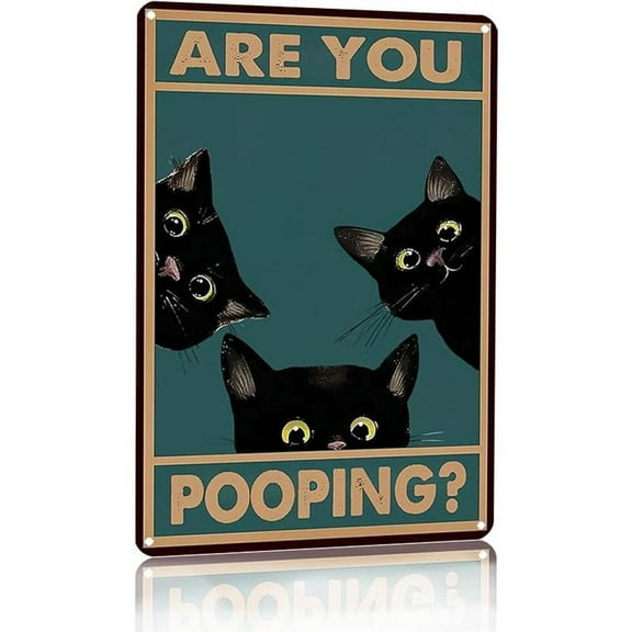Vintage Highland Cow Are You Pooping Funny Tin Sign for Bathroom Toilet Wall Decor 8 X 12 Inch (3039)