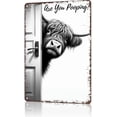 thumbnail image 1 of Vintage Highland Cow Bathroom Sign – “Are You Pooping?” Funny Aluminum Wall Decor, Farmhouse Rustic Toilet Humor Sign for Bathroom, Restroom or Toilet, 1 of 6