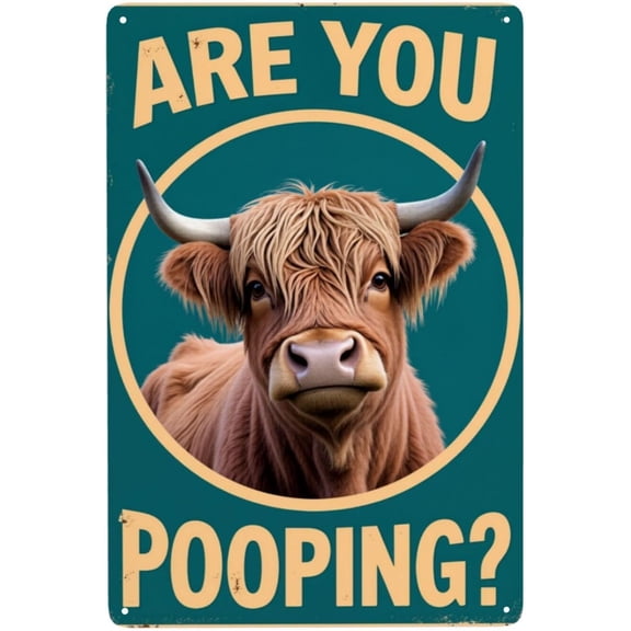 Vintage Highland Cow Metal Tin Street Name Wall Bar Welcome No Trespassing Door Sign Outside Indoor Man Cave Garage Bedroom Wall Art Decor 8 x 12 Inch