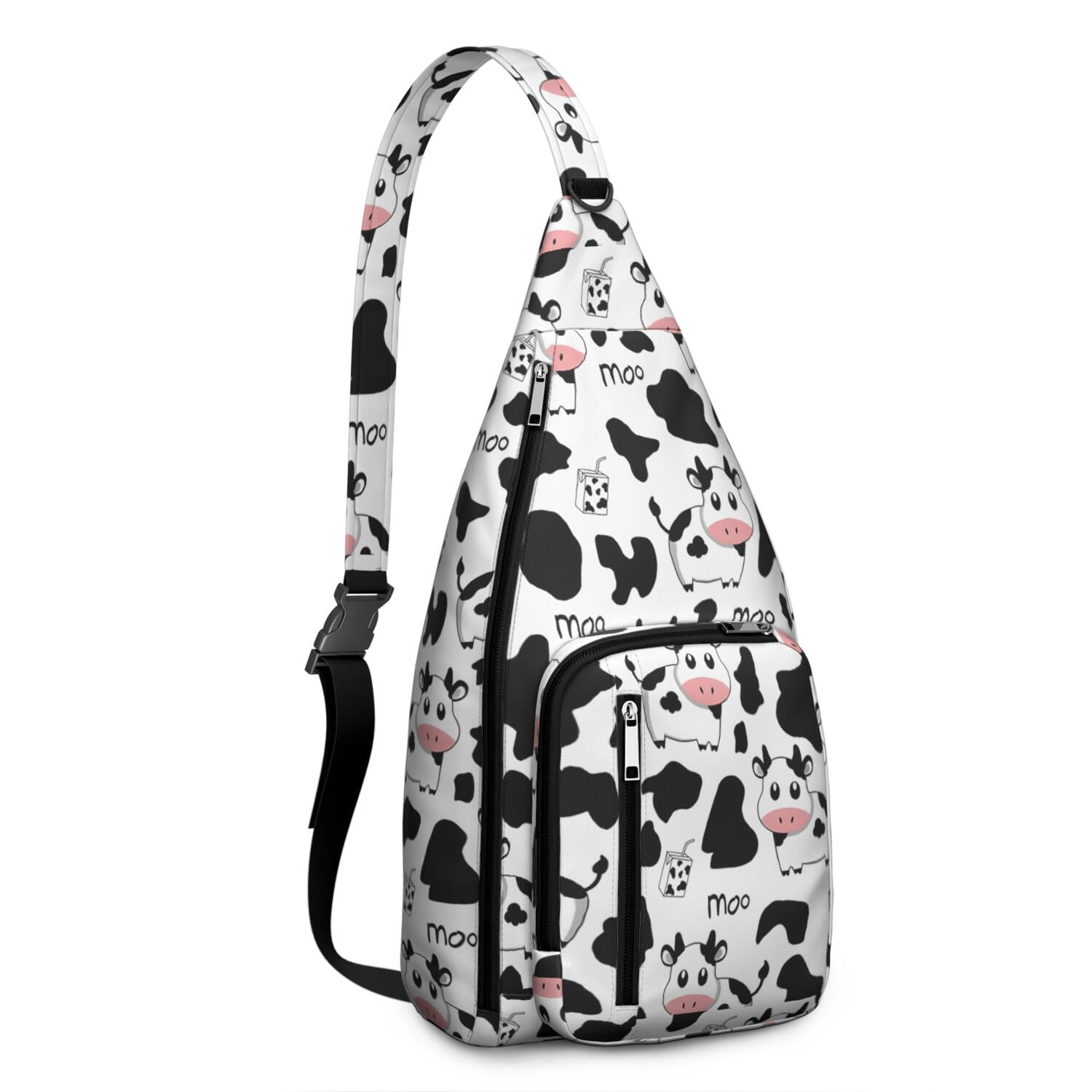 Vintage Highland Cow Print Sling Backpack – Cute Farmhouse Floral Cow Crossbody Bag for Women & Men, Lightweight Hiking Daypack